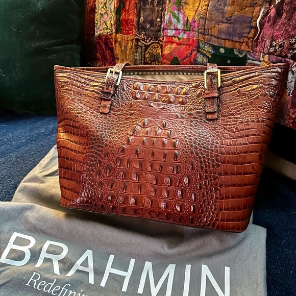 Brahmin Asher Croc Embossed Leather Tote - Picture 2 of 5